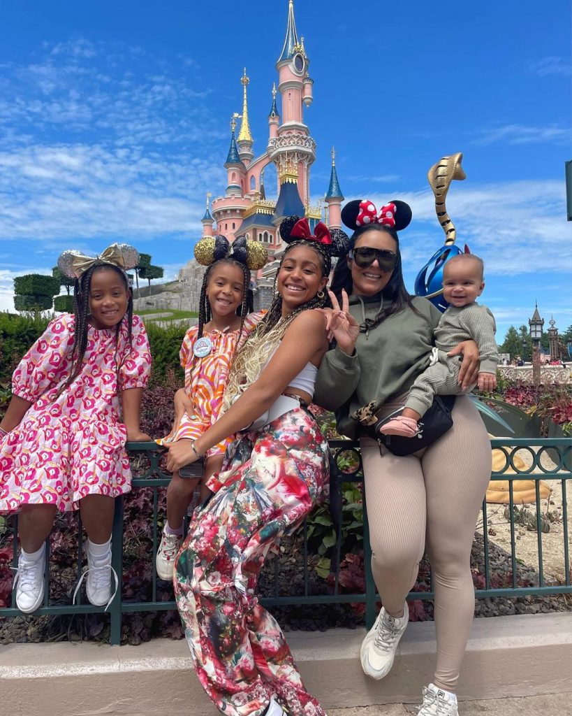 Cadence Gaelle Bridges celebrating her birthday with her siblings and mother in Disneyland